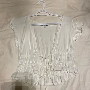 Fashion Nova white tie knot top.